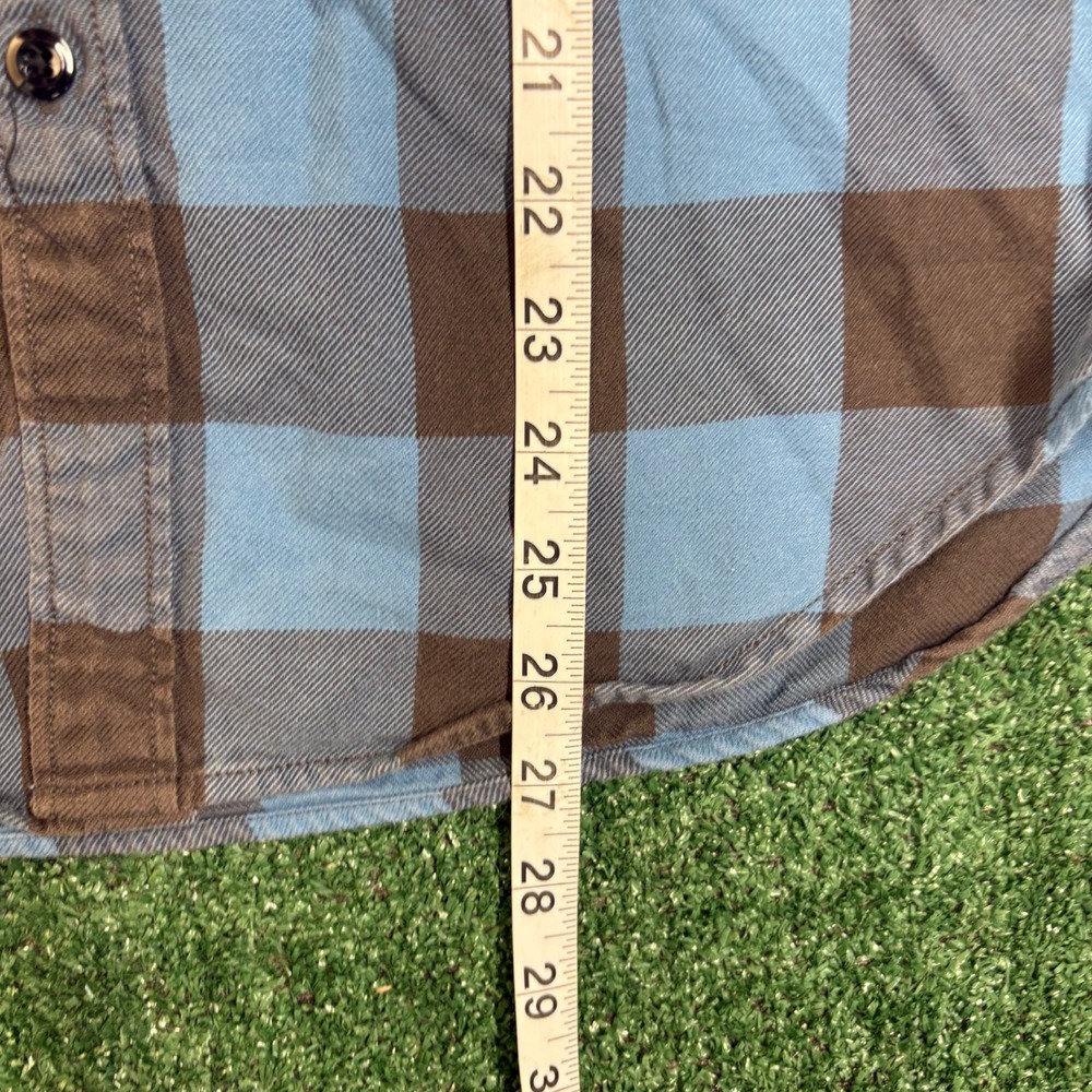 Vintage J. Crew Flannel Shirt Brown Blue Plaid - Picture 5 of 6